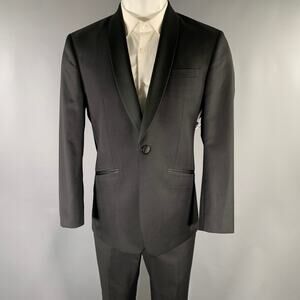 TED BAKER Size 40S Black Wool Mohair Tuxedo Suit